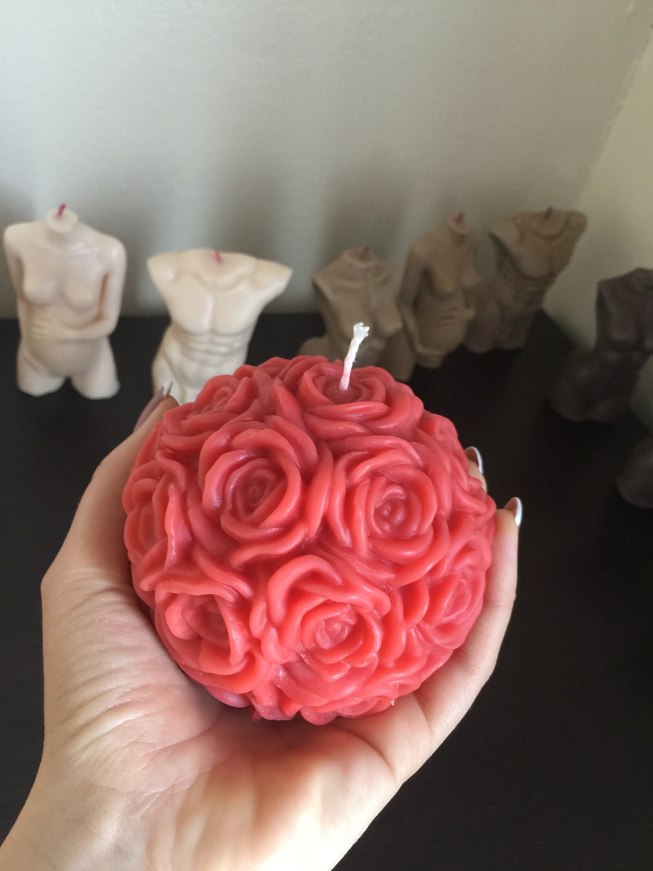 Large Round Rose Ball Shape Candle/Flower Ball Candle/ Etsy