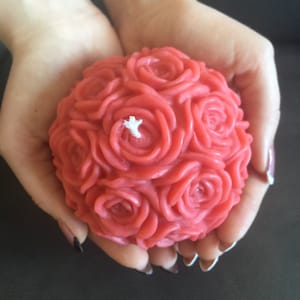 Large Round Rose Ball Shape Candle/Flower Ball Candle/ Handmade Candle/ Scented candle/  3D flower ball / Perfect gift / Wedding table decor