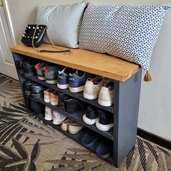Shoe storage | Shoe bench made to measure | Solid wood storage bench | rustic furniture | shoe rack shoe cubby