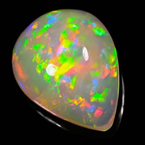 10.55ct Ethiopian Opal Cabochon: Pear-Cut Multi-Fire Gemstone