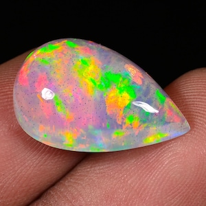 8.30ct Ethiopian Opal Cabochon: Pear-Cut Multi-Fire Gemstone