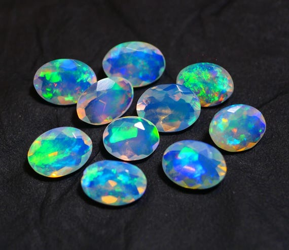 Faceted Welo Opal Lot: Multi-color Ethiopian Oval Gemstones