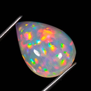 9.00ct Ethiopian Opal Cabochon: Pear-Cut Multi-Fire Gemstone
