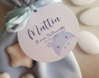 Tag etichette personalizzate bambini per bomboniere battesimo, prima comunione, compleanno, bambino, bambina