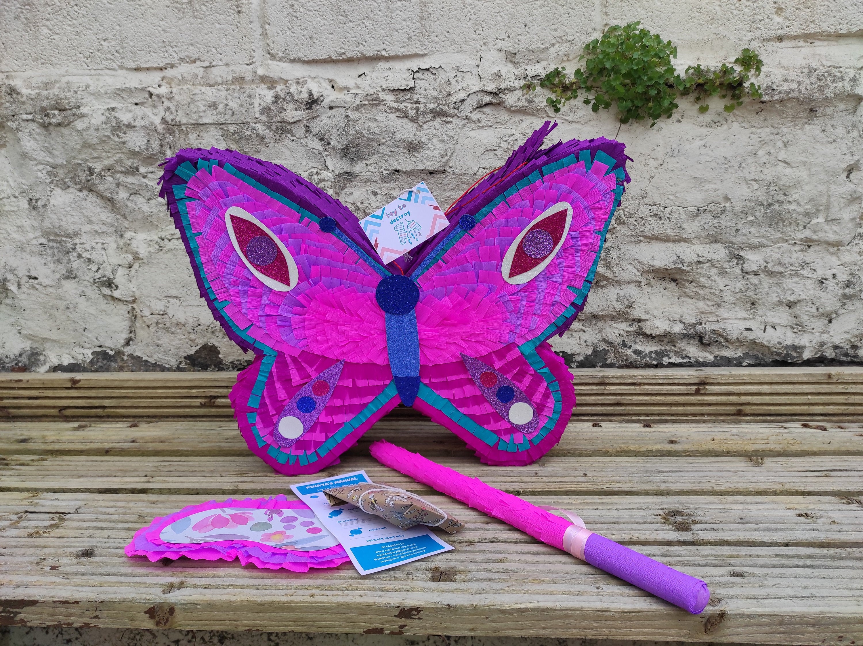  Piñata de mariposa con cuerda para fiesta de cumpleaños de  niñas, decoraciones de hadas para celebraciones temáticas de flores (tamaño  pequeño, 16.5 x 13 x 3 pulgadas) : Juguetes y Juegos