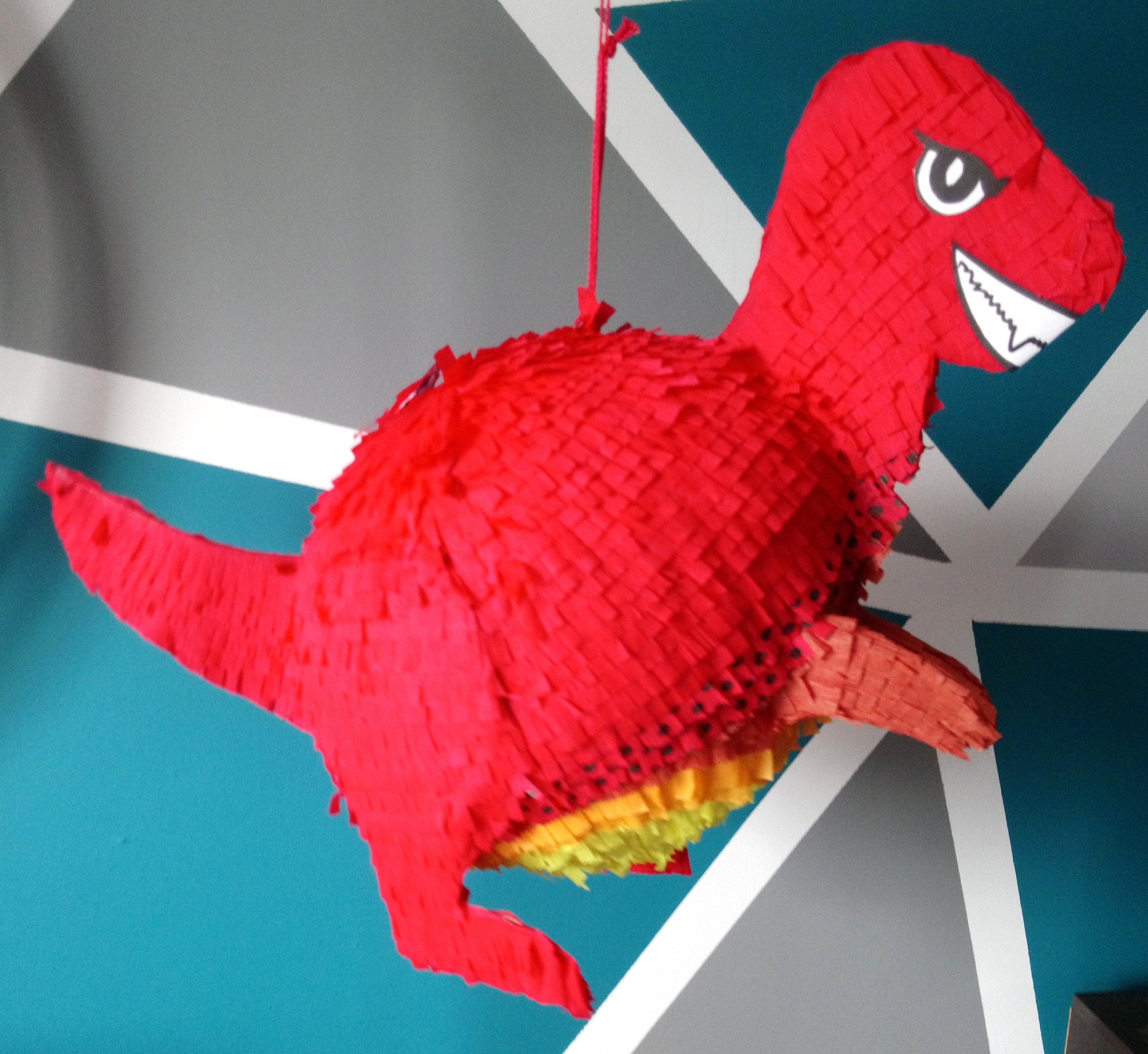 Paper Dinosaur T-Rex Pinata Pull Strings Fun Game Birthday Party