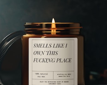 Vela de soja, regalo divertido para propietarios, aromaterapia, decoración, regalo de inauguración, vertida a mano, vela aromática con humor.