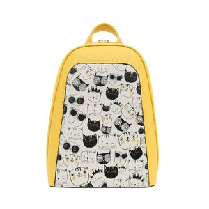 DOGO, Yellow Backpack, Monochrome Design, Women Backpack, Leather Backpack, School Bag, Printed Bag, Handmade Bag, Custom Bag,