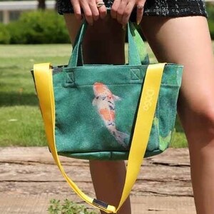DOGO, Tag Bag, Koi Desing, Tote Bag, Suede Handbag, Custom Women Bags, Shoulder Bag, Small Tote Bag, Gift For Her