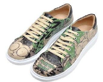 DOGO, Myra Cannot Sleep, Platform Sneakers, Custom Women Sneakers, Vegan Leather Lace Up Shoes, Cat Figured