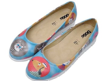 DOGO, Slip On Shoes, Cat and Dog Figured, Blue Shoes, Wedding Shoes, Vegan Leather, Printed Shoes, Cute Shoes, Shine Dog And Cat