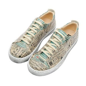 DOGO, Custom Sneakers, Custom Shoes, Leather Lace Up Shoes, Printed Sneakers, Womens Sneakers, Soft Sole, Aesthetic Shoes, Amsterdam