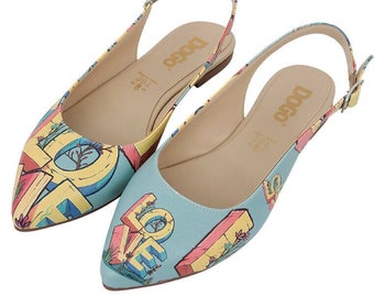 DOGO, appartamenti a punta, appartamenti casual da donna, appartamenti in pelle vegana, scarpe piatte personalizzate, ballerine classiche, appartamenti a punta chiusa, design d'amore