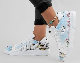 Ace Vegan Leather Sneakers, Dogo Lake Como Print, Handmade
