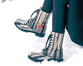 DOGO, Zipsy You are the Colour of My Life Women's Boots, Custom Printed, Handmade, Multicolor, Deer Figured, Custom Boots