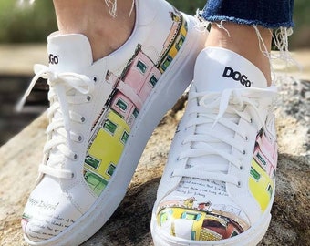 DOGO, Ace, Baskets Burano Island, Baskets Sur Mesure, Baskets De Mariage, Chaussures À Plateforme, Baskets À Perles, Chaussures À Lacets En Cuir, Cuir Vegan