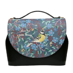 DOGO, Black Handbag, Show me Some Loving Design, Women Purse, Leather Handbag, Printed Bag, Handmade Bag, Custom Bag, Tote Bag,