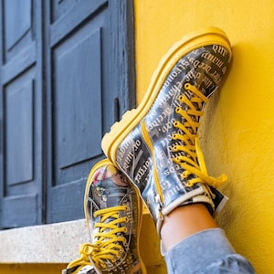DOGO, Platform Boots, Chunky Boots, Custom Shoes, Combat Boots, New Rock Boots, Vegan Shoes, Leather Lace Up Shoes, Gisele Joan of Arc