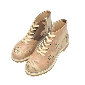 DOGO Women Shortcut Boots Lady Butterfly Lace-up Zipper Vegan Women&#39;s Boots Printed Design Shoes
