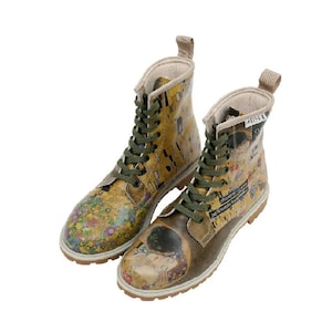 DOGO, Klimt, Gustav Klimt, The Kiss Gustav Klimt, Combat Boots, Custom Shoes, Goth Boots, Printed Shoes, Vegan Leather