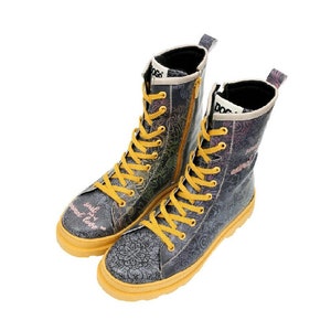 DOGO, Gisele Soul Full of Animal, Chunky Boots, Yellow Sole, Printed, Vegan Custom Shoes