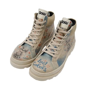 DOGO, Chunky Boots, Platform Boots, Custom Painted Shoes, Women&#39;s Shoes, Vegan Shoes, Floral Shoes, Handmade, Adriana Lost in Colors