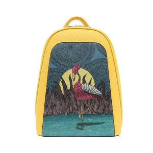 DOGO, sac à dos jaune, design Gracefulness, sac à dos pour femme, sac à dos en cuir, cartable, sac imprimé, sac fait main, sac personnalisé,