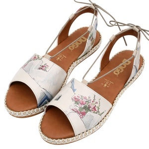 DOGO Hazel Paperflower Women Sandals, Greek Sandals Women, Lace Up Sandals, Espadrilles Women, Floral Shoes