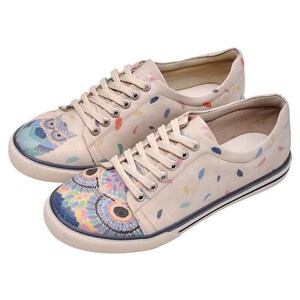 DOGO Custom Sneakers, Platform Sneakers, Owl Figured Printed Shoes, One Piece Sneakers, Vegan Leather, Printed Shoes, Comfortable Soft Sole