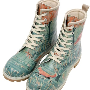 DOGO, Women Long Boot, Like The Fox Design, Lace Up Boot, Leather Boot, Custom Shoes, Handmade Shoes, Printed Shoes