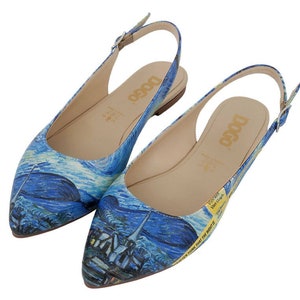 DOGO, Pointed Toe Flats, Vegan Leather Flats, Custom Flats, Classic Balletina Shoes, Closed Toe Flats, Vincent van Gogh Design