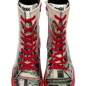 DOGO, Gisele La Vie Parisienne, Custom Printed, Vegan, Handmade, Chunky Heel, Red Sole Shoes image 3