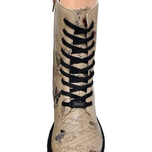DOGO, Platform Boots, Chunky Boots, Custom Painted shops Shoes, Leather Lace Up Shoes, Vegan Leather, Zipsy World Of Butterflies