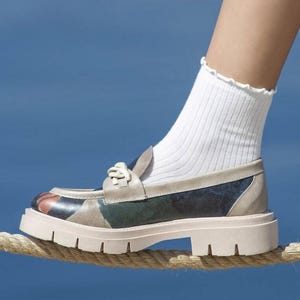 Women Vegan Leather Multicolor Loafers - Petals Design