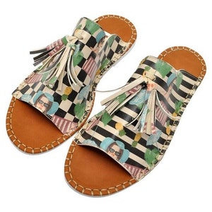 DOGO Pine Stay Cool Women Sandals Comfortable Walking Tassel Detail Printed Sandals Vegan Summer Shoes