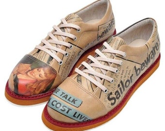 DOGO, Sailor, Oxford Shoes, Mary Jane Shoes, Red Lolita Shoes, Flower Girl Shoes, Lace up Printed Shoes, Vegan Leather