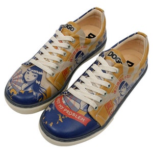 DOGO, Not My Problem Design Snearkers, Colorful Printed Shoes, Women Sneakers, Leather Lace Up Shoes, Sneakers Ancient Tales