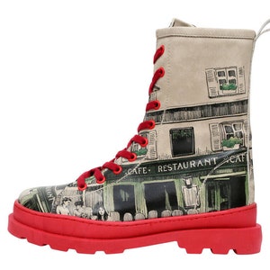 DOGO, Gisele La Vie Parisienne, Custom Printed, Vegan, Handmade, Chunky Heel, Red Sole Shoes image 4