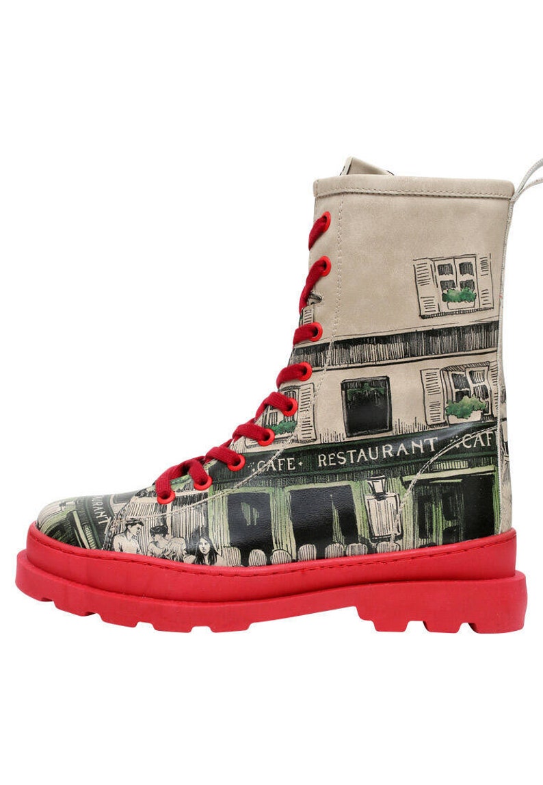 DOGO, Gisele La Vie Parisienne, Custom Printed, Vegan, Handmade, Chunky Heel, Red Sole Shoes image 4
