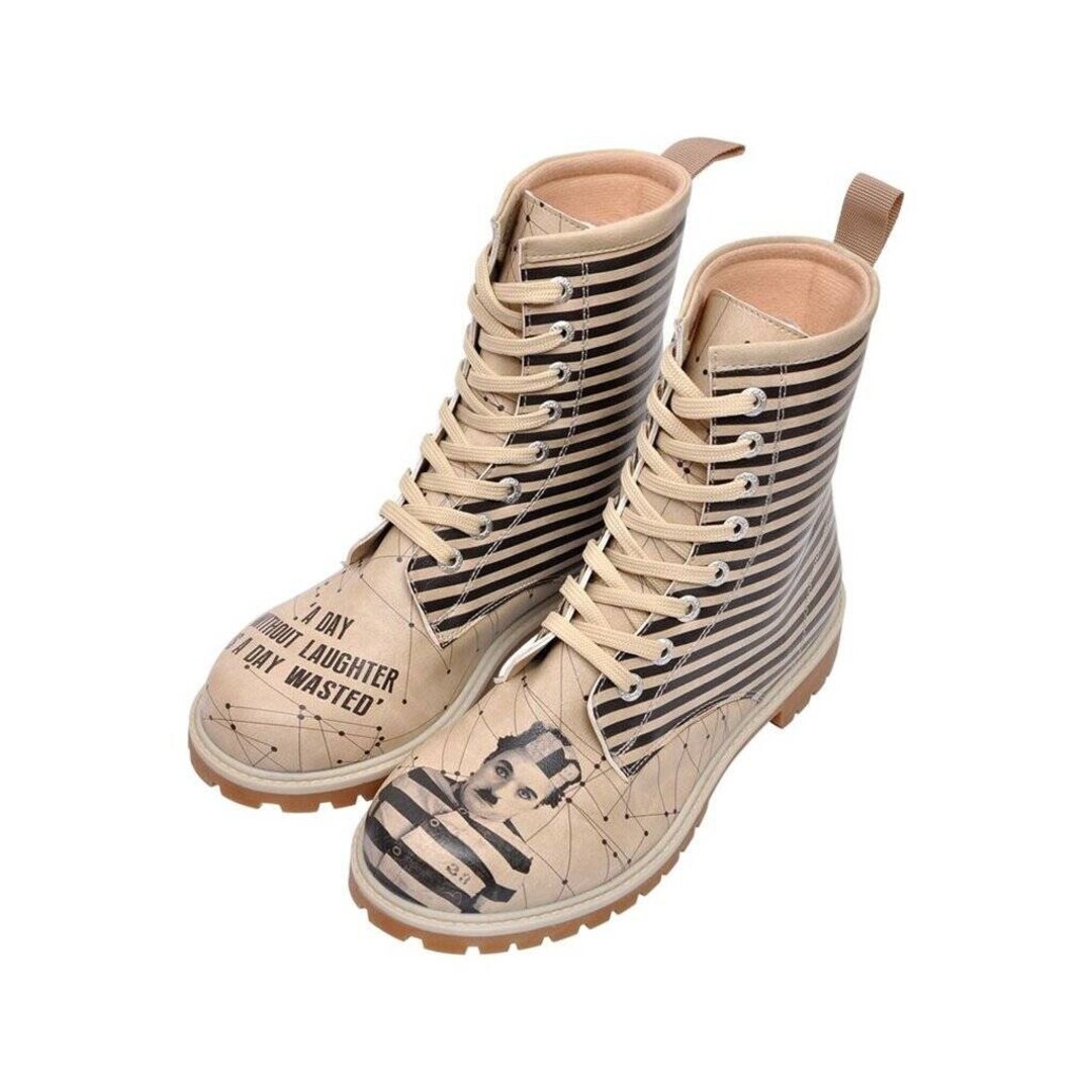 DOGO, Charlie Chaplin Patterned, Custom Boots, Printed Shoes, Custom