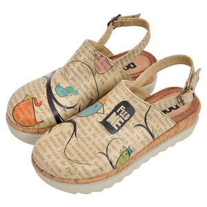 DOGO, Akita Ugly Bird Design, Women Wedge Sandals, Custom Shoes, Platform Sandals, Vegan Shoes, Closed Toe Sandals