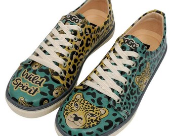 Dogo, Women Sneakers, Wild Spirit Design, Women Flat Shoes, Lace Up Sneakers, Printed Shoes, Custom Sneakers, Handmade Shoes, Vegan Shoes,