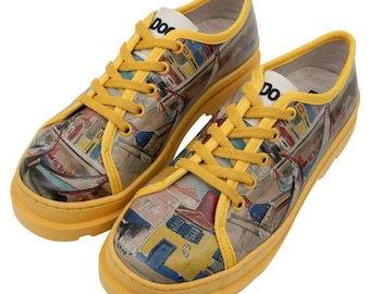 Zapatillas deportivas DOGO de piel vegana estampada, zapatos Oxford con cordones para mujer.