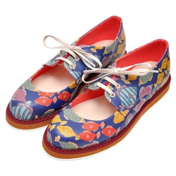 DOGO Pency, Mary Jane Shoes, Oxford Shoes, Printed Shoes, Vegan Leather, Lace up, Soft Sole, Colorful Underwater