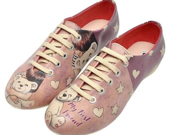 DOGO, My Best Friend, Oxford Shoes, Mary Jane Shoes, Red Lolita Shoes, Flower Girl Shoes, Lace up Printed Shoes, Vegan Leather