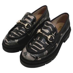 Women Vegan Leather Black Loafers - Supper BlackWhite Design