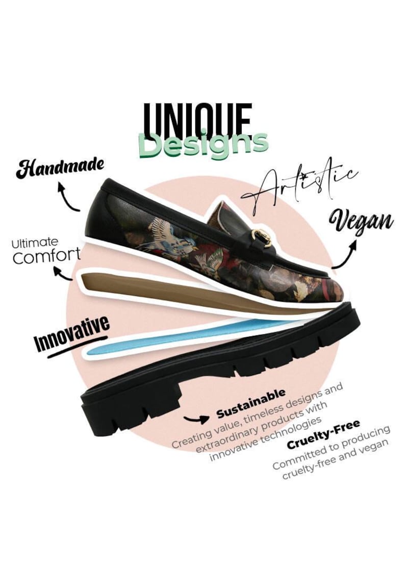 Women Vegan Leather Black Loafers - Pure Reflection Design image 6