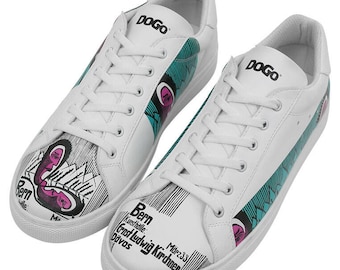 DOGO Kunsthalle Design Vegan Leather Sneakers, Printed Men's Shoes