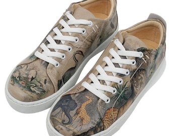 DOGO- Sneaky Jungle Serenity Design, Platform Shoes, Custom Sneakers, Printed Shoes, Hand Painted Shoes, One Piece Sneakers, Women Sneakers