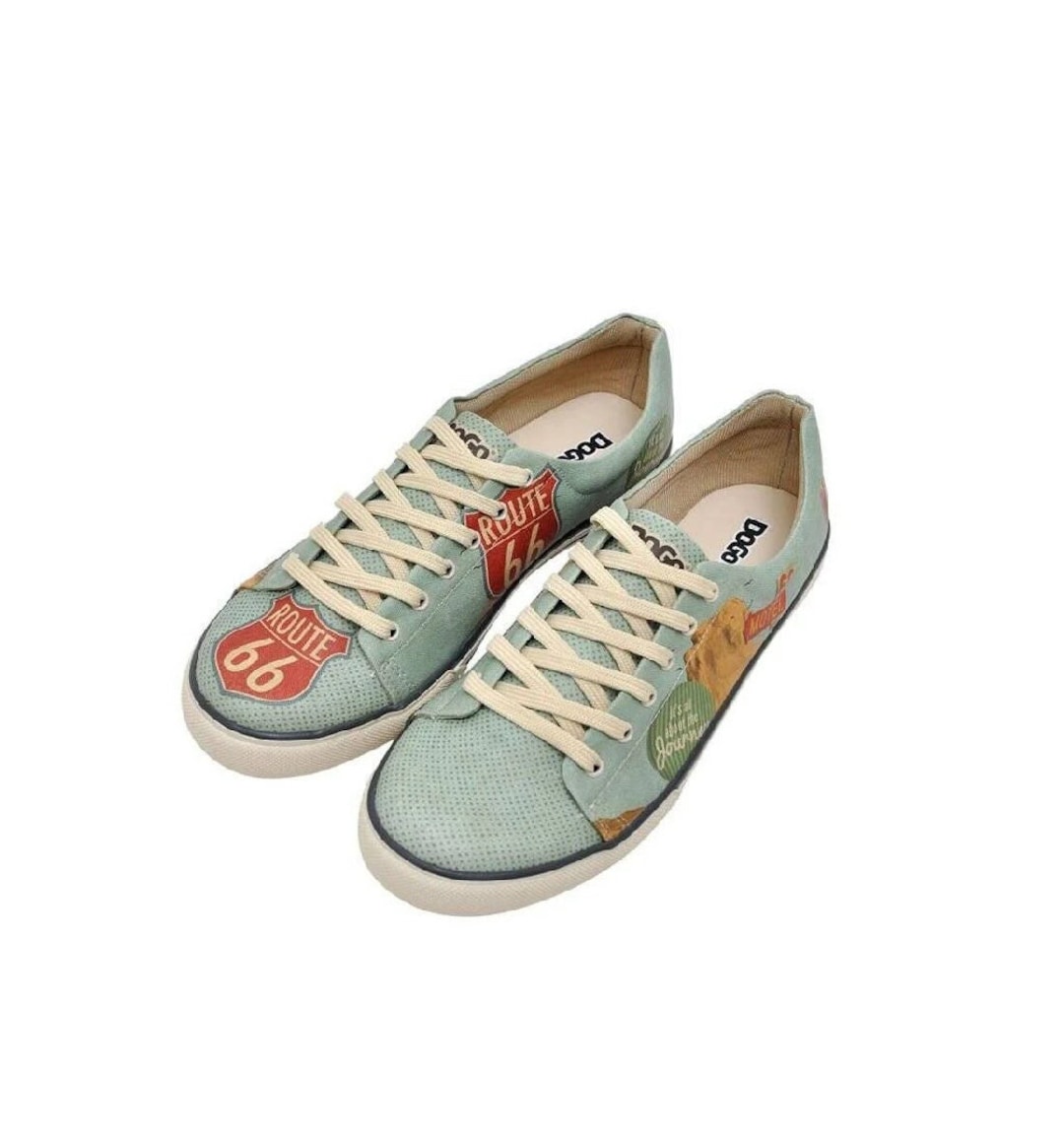 DOGO Custom Sneakers, Handmade Shoes Men, Mens Shoes, Leather Lace up  Shoes, Printed Shoes, Men's Shoes, Aesthetic Shoes, Route 66